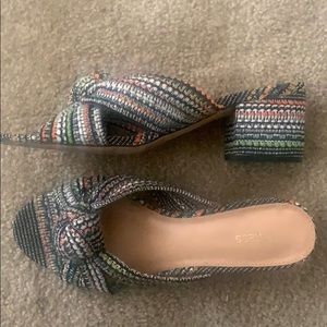 Express Multicolored Woven Block Heel, 9